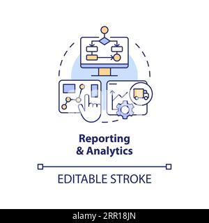 2D reporting and analytics thin linear icon concept Stock Vector
