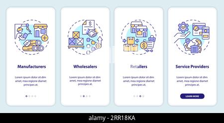 Walkthrough vendor management with linear icons concept Stock Vector