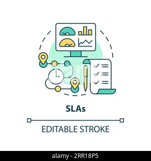 2D customizable SLAs thin linear icon concept Stock Vector