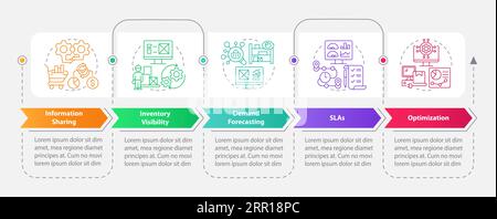 Multicolor vendor management layout with linear icons Stock Vector
