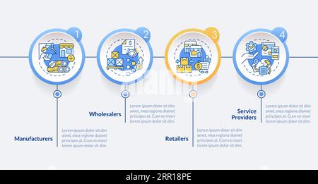 Multicolor vendor management layout with line icons Stock Vector