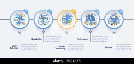 Multicolor vendor management layout with line icons Stock Vector