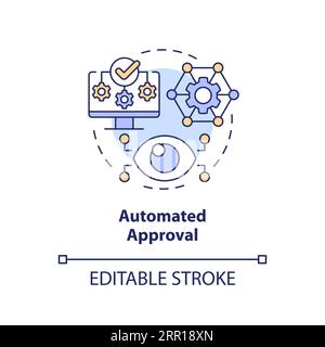 2D customizable automated approval thin linear icon concept Stock Vector
