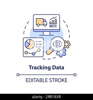 2D customizable tracking data thin linear icon concept Stock Vector