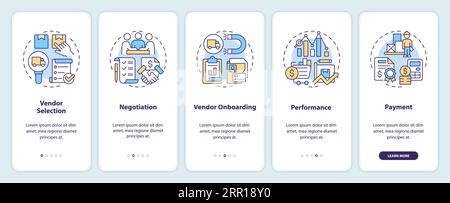 Walkthrough vendor management with thin line icons concept Stock Vector