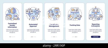 Walkthrough vendor management with linear icons concept Stock Vector