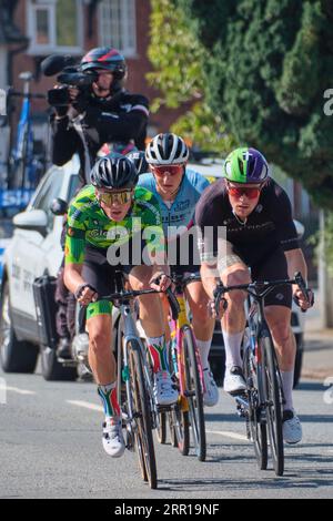 The breakaway leaders on Stage 2 of the Tour of Britain 2023 pass through Rossett, Wales Stock Photo