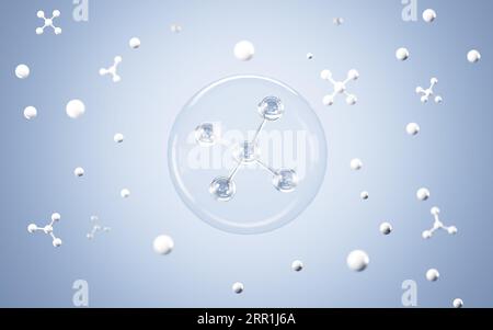 Floating Volume Structure Floating molecular structure in the grey background, 3d rendering ...