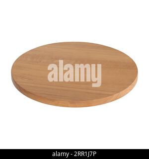 Oak Round Wooden Cutting Board Isolated on White Stock Photo
