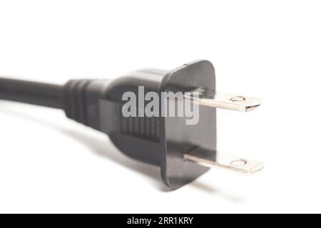 US power plug with cable isolated on white background. Stock Photo