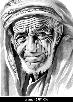 Old Bedouin man cartoon character illustration Stock Vector