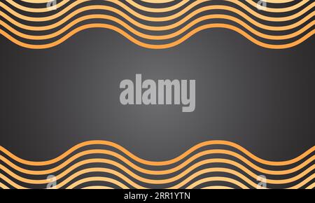 black background design with wavy pattern stripes frame Stock Vector