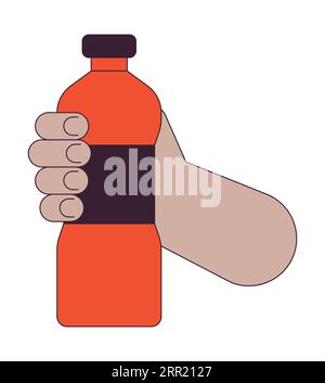 Water donation flat line concept vector spot illustration Stock Vector
