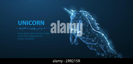 Abstract jumping unicorn. Venture investment, digital business Stock Vector
