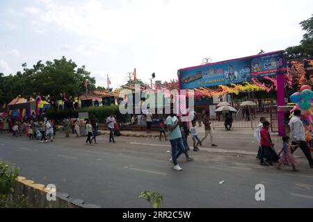 Rajkot, India. 6th September, 2023. People are reaching at Saurashtra biggest lokmela in rajkot.Credit: Nasirkhan Davi/Alamy Live News Stock Photo