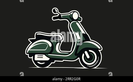Retro scooter. Sticker in flat vintage style. Vector illustration Stock Vector