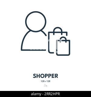 Shopper Icon. Buyer, Customer, Consumer. Editable Stroke. Simple Vector Icon Stock Vector