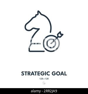 Strategic Goal Icon. Target, Plan, Purpose. Editable Stroke. Simple Vector Icon Stock Vector