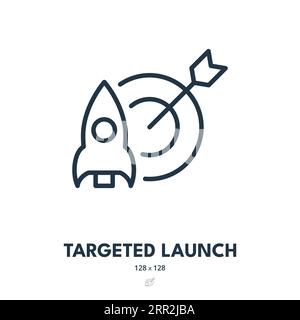 Targeted Launch Icon. Start Up, Idea, Goal. Editable Stroke. Simple Vector Icon Stock Vector