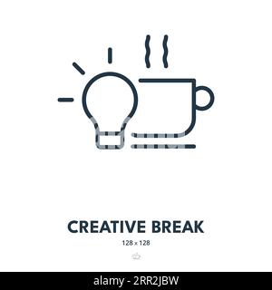 Creative Break Icon. Creativity, Relaxation, Taking a Break. Editable Stroke. Simple Vector Icon Stock Vector