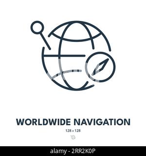 Worldwide Navigation Icon. GPS, Location, Navigator. Editable Stroke. Simple Vector Icon Stock Vector