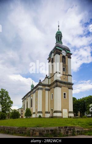 Sluknov (German Schluckenau) is a town in the Okres Decin in the Ustecky kraj in the Czech Republic. Church of St. Wenceslas Stock Photo