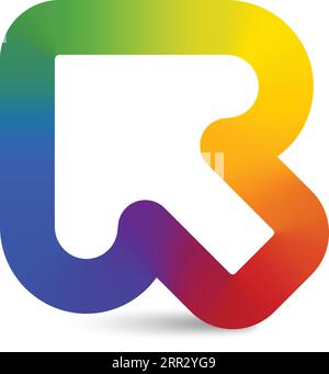 Linear shape modern design R letter logo template Stock Vector