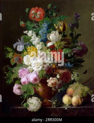 Louvre – Jan Frans van Dael -- Vase of flowers, grapes and peaches