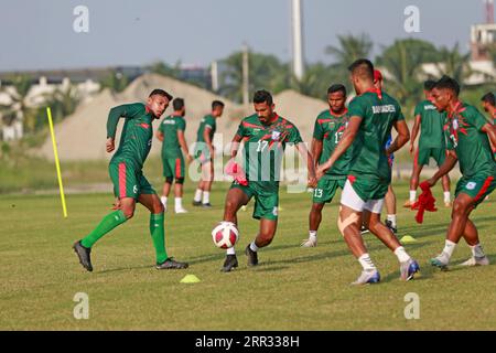 Bangladesh national Football Team attends practice session at Basundhara Kings Arena in Dhaka, Bangladesh, 06 September, 2023. While they will take pa Stock Photo