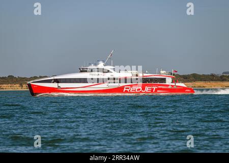 Red Jet 7 is a high speed catamaran passenger ferry operated by Red Funnel on its Southampton-Cowes route. Stock Photo