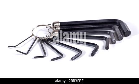 hex key wrench isolated on white background, Set of allen keys Stock Photo