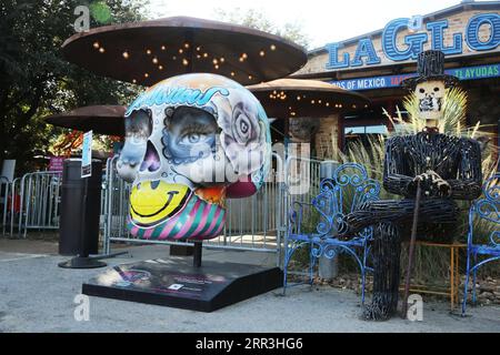 201103 -- SAN ANTONIO U.S., Nov. 3, 2020 -- Decorations are seen during Day of the Dead in San Antonio, Texas, the United States, on Nov. 2, 2020. Day of the Dead is a Mexican holiday involving family and friends gathering to pray for and remember friends and family members who have died. Photo by /Xinhua U.S.-TEXAS-SAN ANTONIO-DAY OF THE DEAD LiexMa PUBLICATIONxNOTxINxCHN Stock Photo