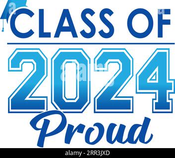 Class of 2024 PROUD Logo with Graduation Cap Stock Vector