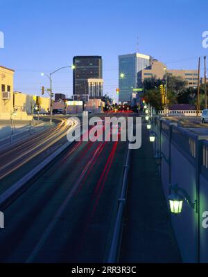 Looking over the 6th ave underpass into downtown Tucson, Arizona Stock Photo