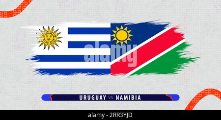 Uruguay vs Namibia, international rugby match illustration in brushstroke style. Abstract grungy icon for rugby match. Vector illustration on abstract Stock Vector