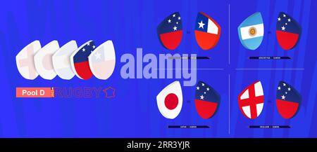 Rugby team of Samoa all matches icon in pool A of international rugby tournament. Vector collection. Stock Vector