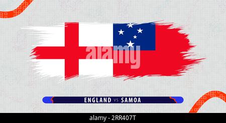 England vs Samoa, international rugby match illustration in brushstroke style. Abstract grungy icon for rugby match. Vector illustration on abstract b Stock Vector