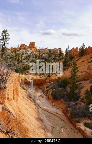 Tropic Ditch Falls along the Mossy Cave Trail in Bryce Canyon National Park Stock Photo