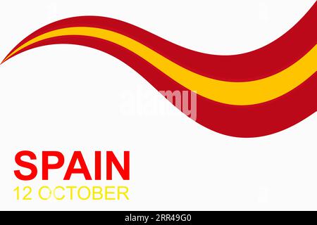 Spain National Day. Fiesta Nacional de Espana; 12 de Octubre (Translated: The National Day of Spain; October 12). Frame Template Design. Stock Photo