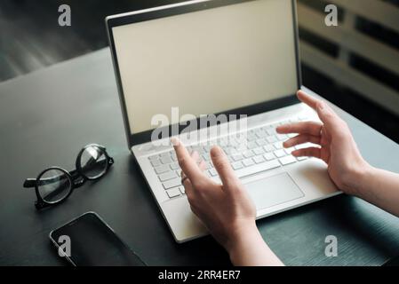Virtual Meeting: Woman Engaging in Online Discussion, Work from Home, E-Learning, and Web Chat Conference for Remote Education and Freelance Work Stock Photo