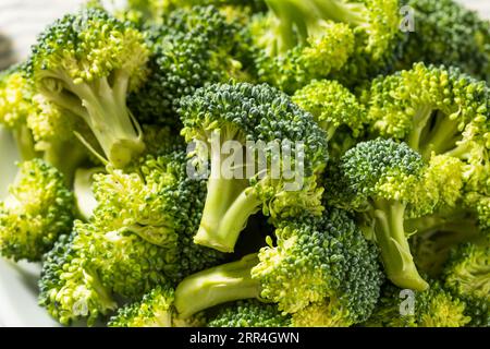 Raw Organic Green Broccoli in a Bowl Stock Photo