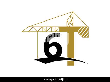 Letter 6 Construction Logo Symbol Vector Template. Stock Vector