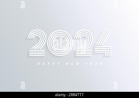 Modern siver banner for 2024 happy new year. Stock Vector