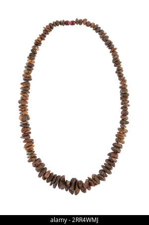 Amber necklace isolated on white background with clipping path Stock Photo