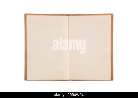 Open old book with blank pages isolated on white background with clipping path Stock Photo