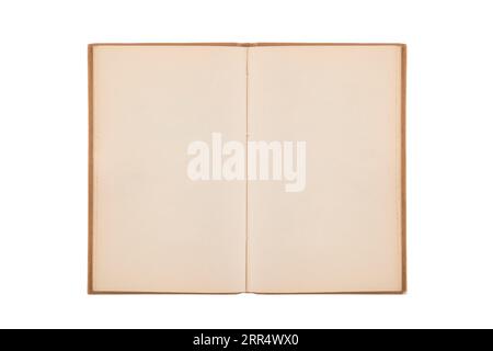Open old book with blank pages isolated on white background with clipping path Stock Photo
