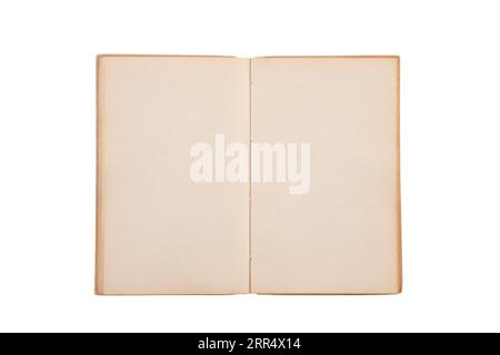 Open old book with blank pages isolated on white background with clipping path Stock Photo