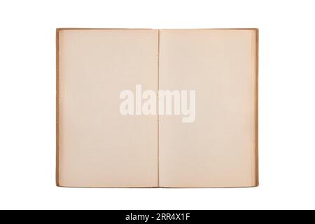 Open old book with blank pages isolated on white background with clipping path Stock Photo