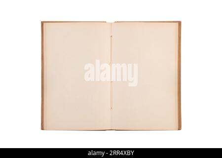 Open old book with blank pages isolated on white background with clipping path Stock Photo
