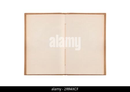 Open old book with blank pages isolated on white background with clipping path Stock Photo